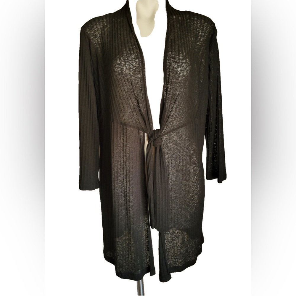 J Valdi Cardigan Coverup Tie Front Black